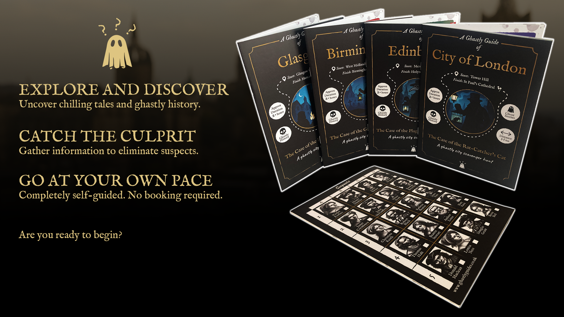 Ghastly Guides City Scavenger Hunt Booklets, display